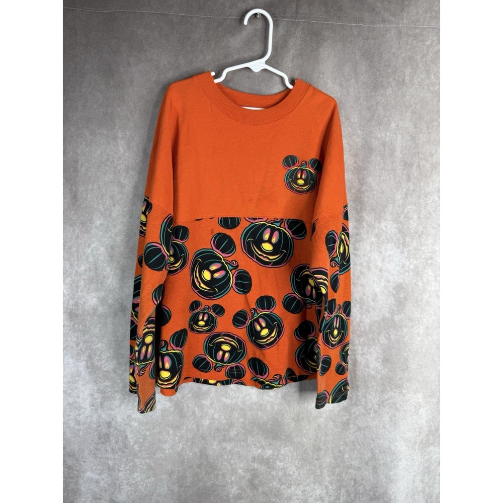 Disney Park Halloween Mickey Pumpkin Spirit Jersey In Orange Kid's Size L 11/12
